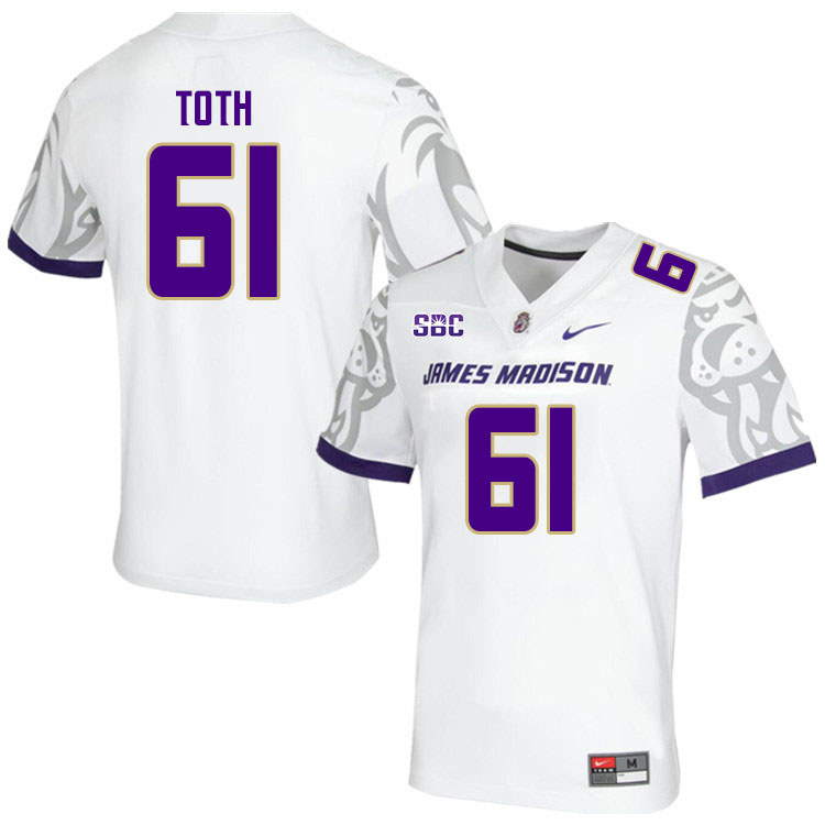 Men-Youth #61 Spencer Toth James Madison Dukes College Football Jerseys Stitched Sale-White